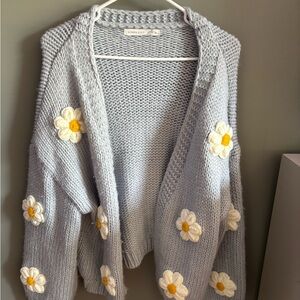 Altar'd State Blue and White flower Cardigan Sweater